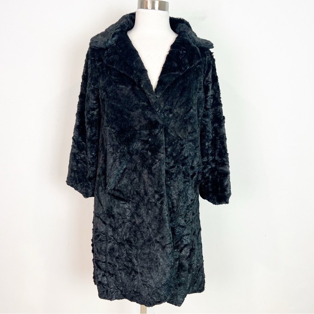 CABI BLACK FAUX FUR 3/4 SLEEVE JACKET STYLE 459 WOMENS SZ SMALL